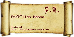 Frölich Manna névjegykártya